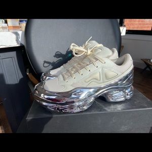 Raf Simons Cream and Metallic chrome sneakers